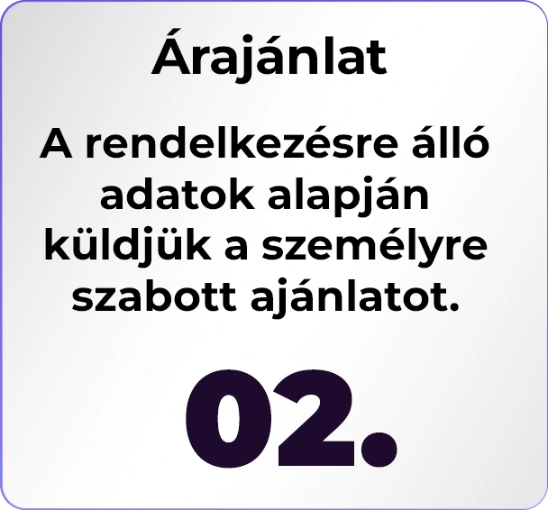 2. Árajánlat – a rendelkezésre álló adatok alapján küldjük a személyre szabott ajánlatot